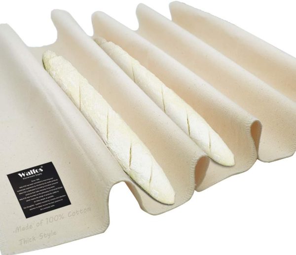 Walfos Professional Proofing Cloth, 17" x 14" Heavy Duty Bakers Dough Couche, Natural Cotton, Shaping Tool for Baguettes, Loaves and Ciabatta